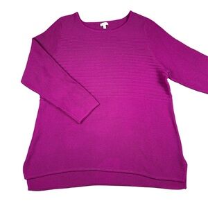 Talbots Fuschia Tunic Sweater 100% Cotton Ribbed - Size 2X